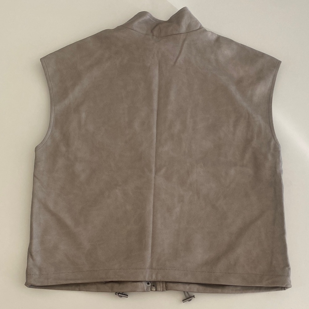 Women’s Grey Faux Leather Vest - Picture 2 of 4